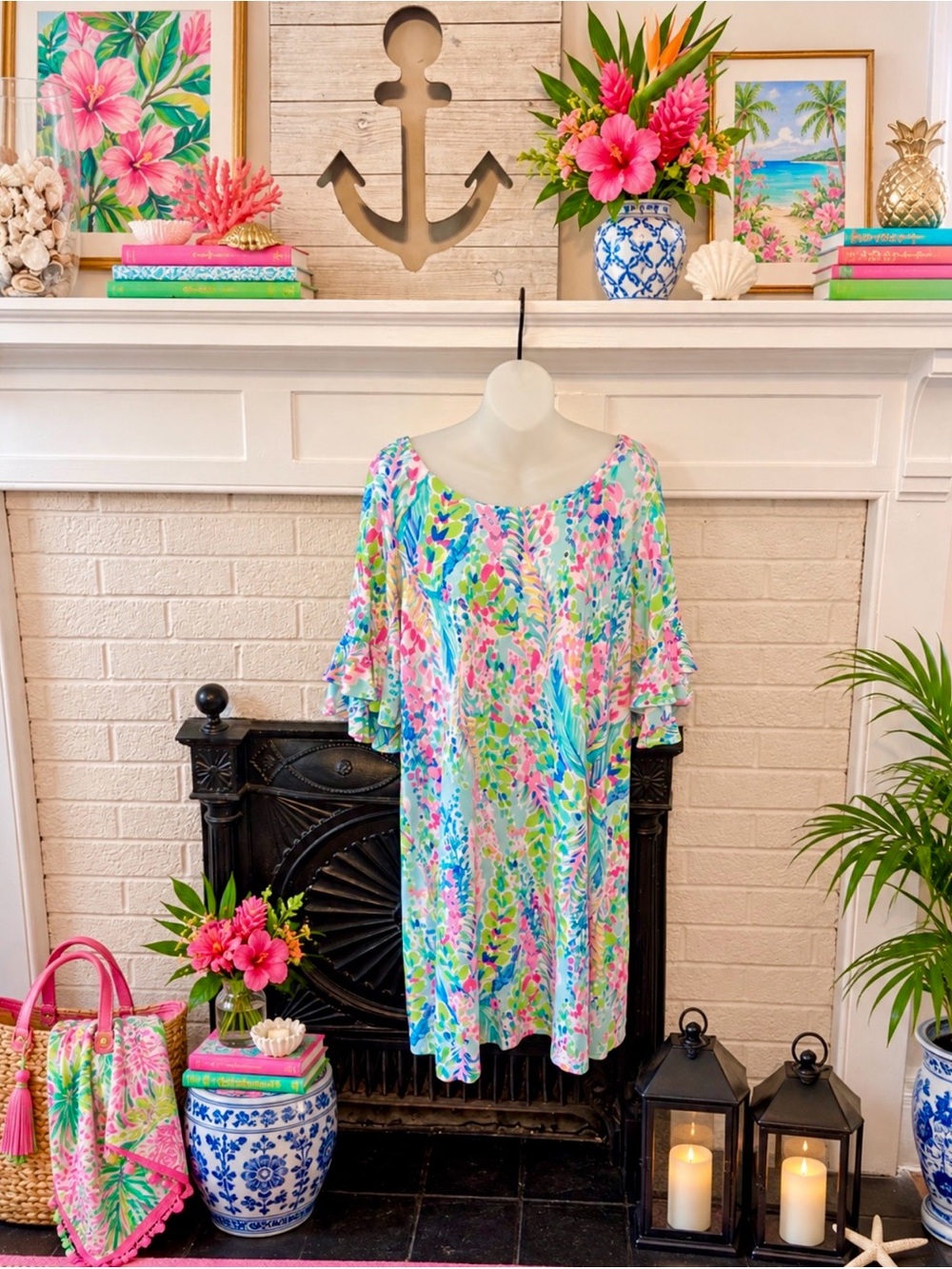 RARE Lilly Pulitzer Catch the Wave Lula Stretch Knit Flounce Dress XL HOLY GRAIL